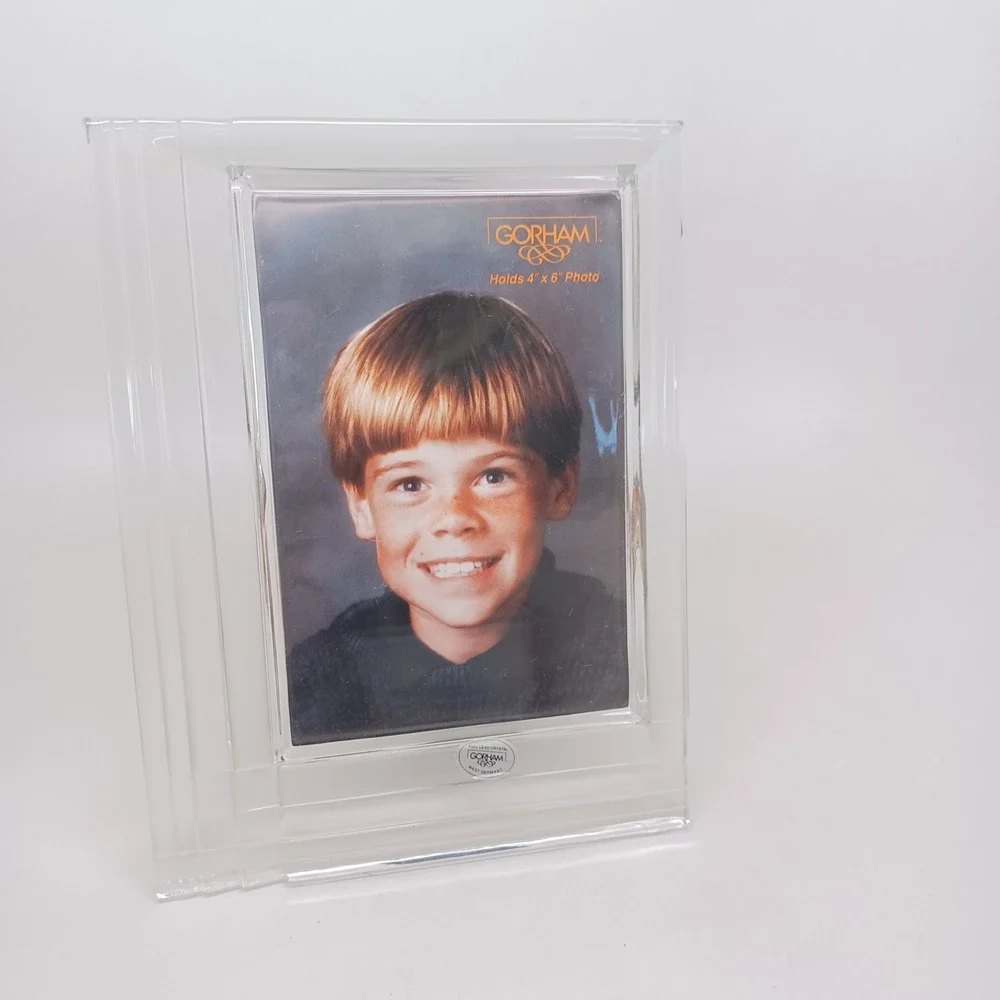 Gorham Full Lead Crystal Picture Frame 4x6 West Germany Tiered Art Deco Clear